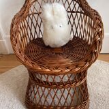 Fauteuil enfant en rotin vintage