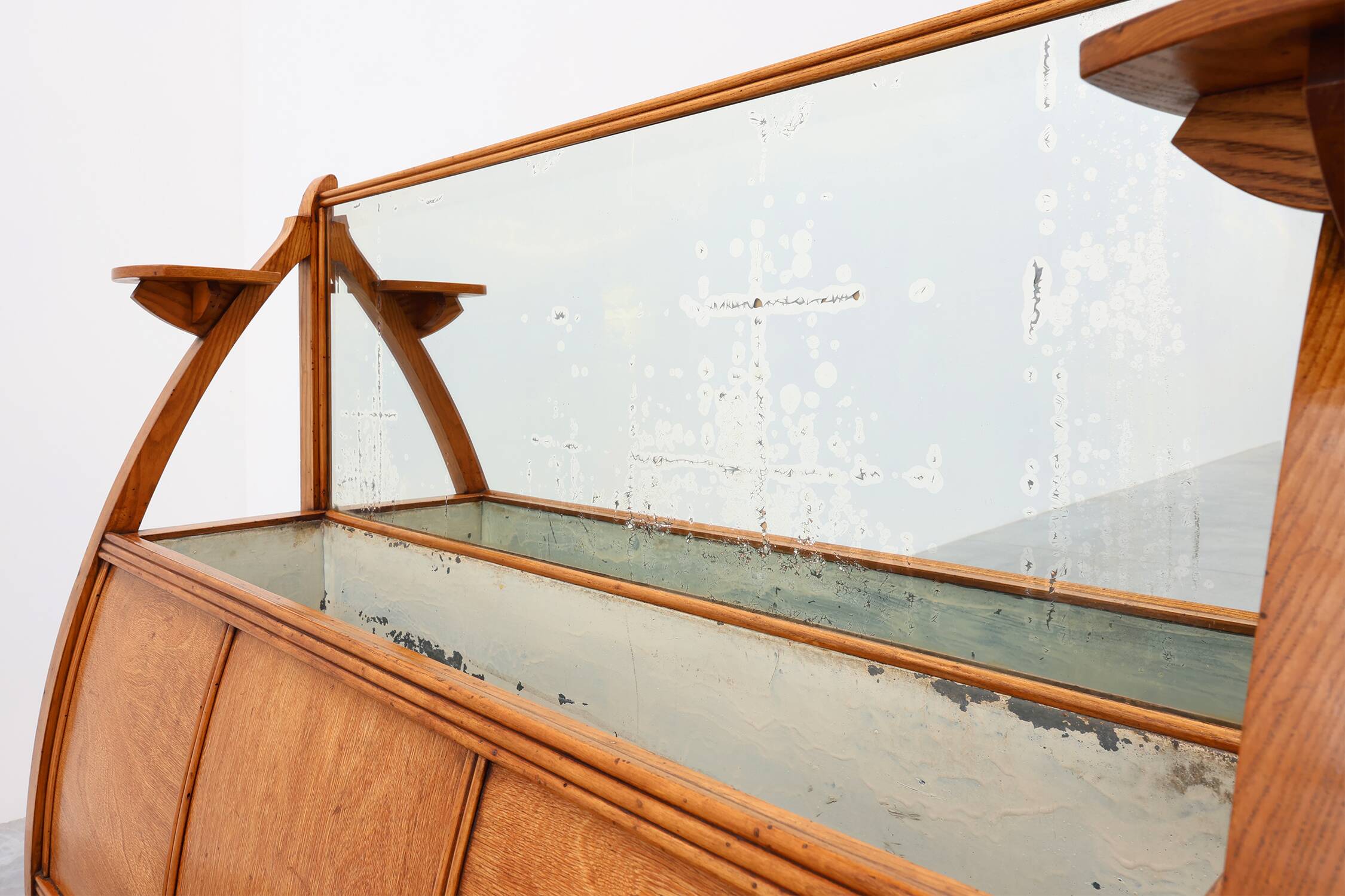 Art Deco buffet, planter or liquor cabinet in wood with mirror, France 1920