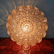 Amber honeycomb glass ceiling light, Helena Tynell, 1970