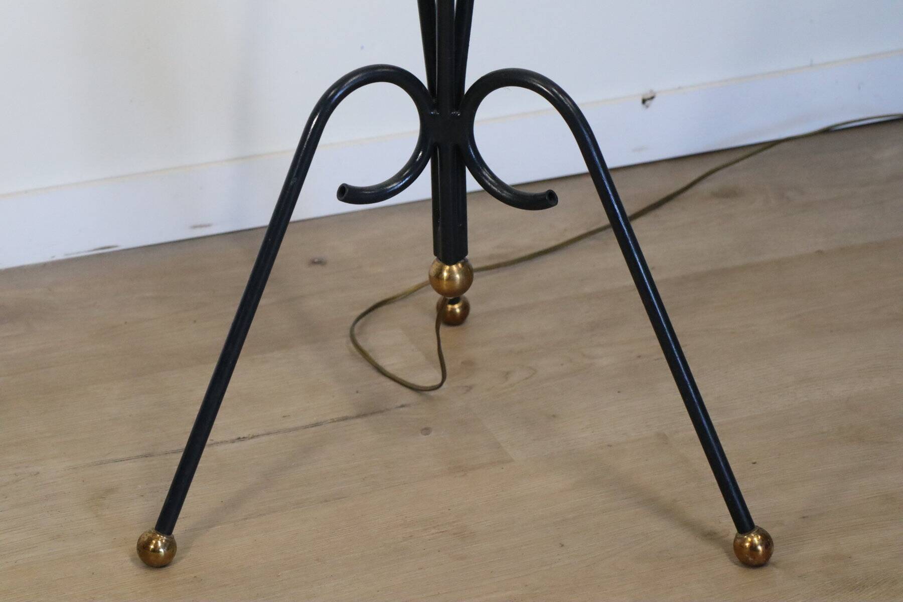 Tripod floor lamp in tubular metal - 1950s