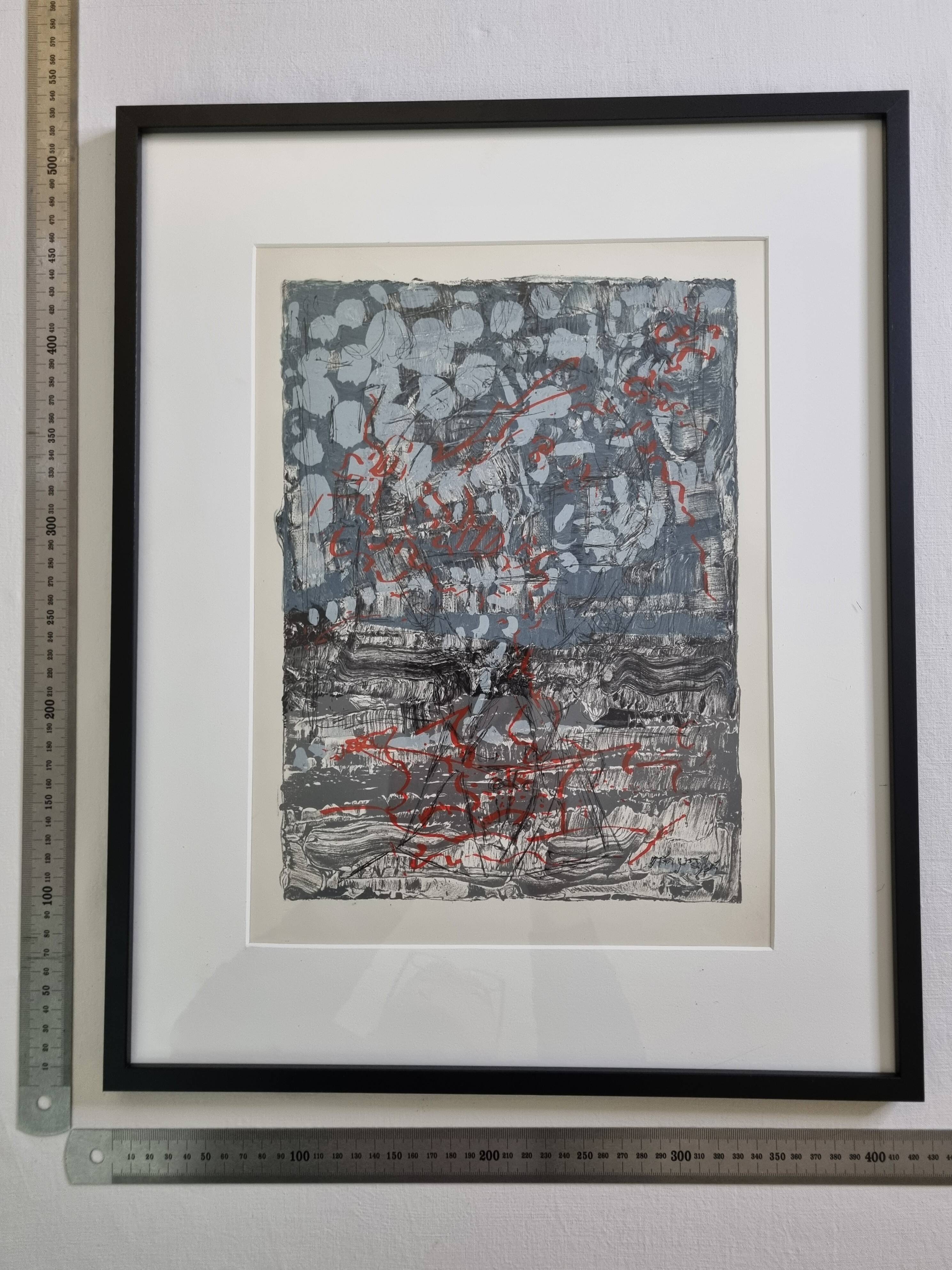 Jean-Paul Riopelle – Original lithograph – 1970 – Framed 42 x 52 cm