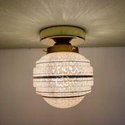 Vintage art deco globe wall or ceiling light in pink and gold Clichy glass
