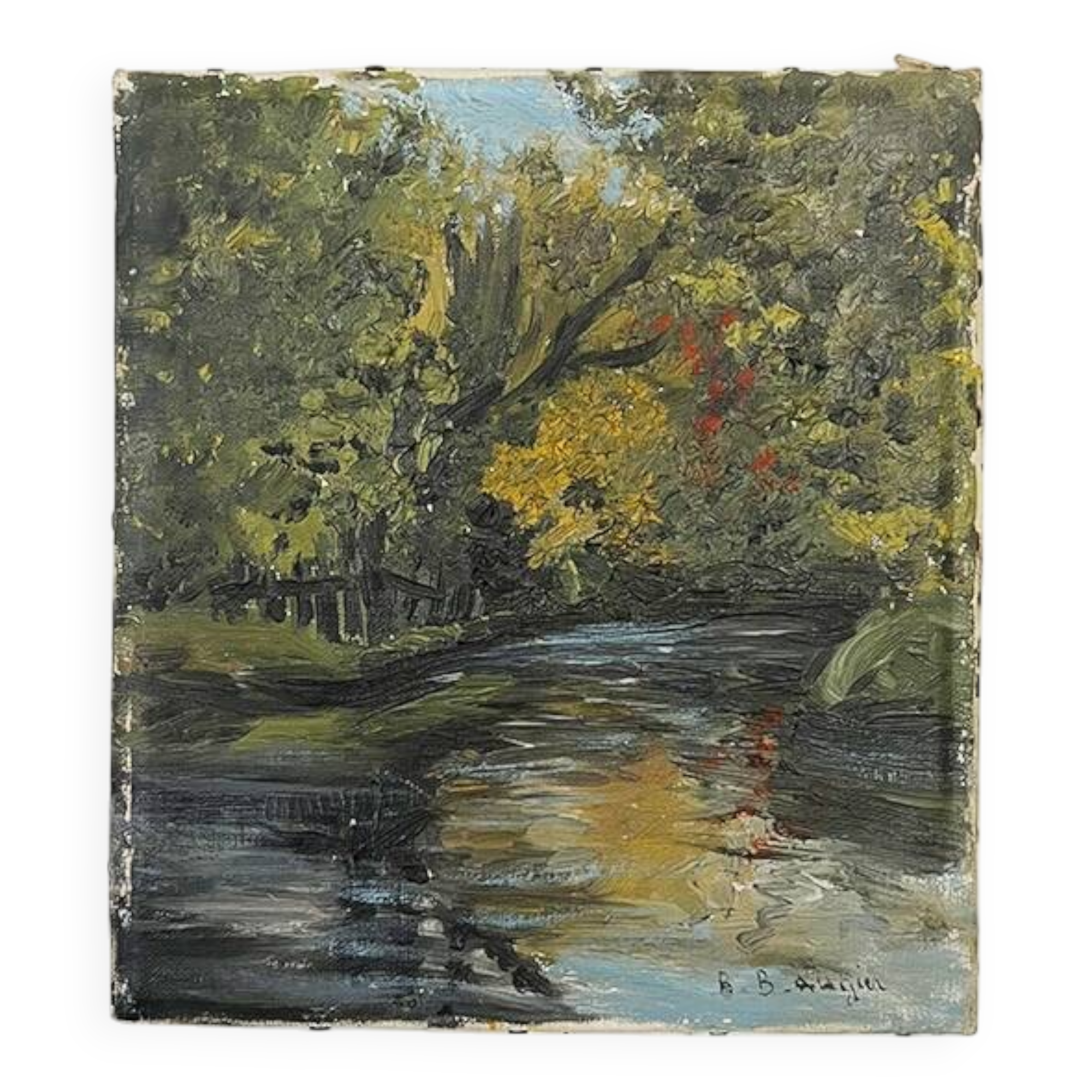 Painting "Riverside", oil on canvas
