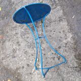 Guéridon / petite table de jardin ancienne en métal bleue