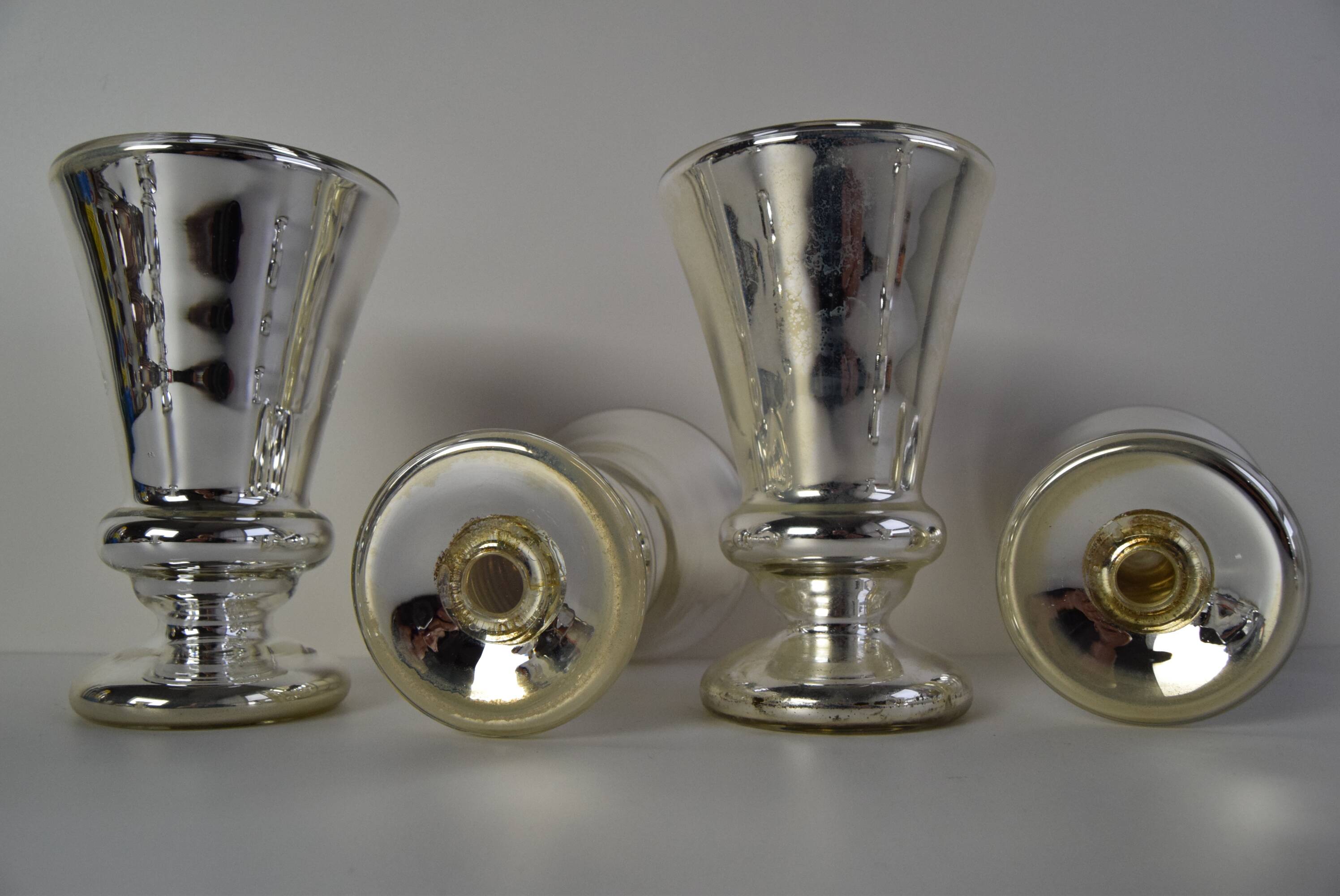 Set of six Amalgam Glass Goblets, Biedermeier, Peasant Silver, Circa 1860's.
