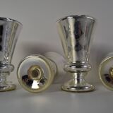 Set of six Amalgam Glass Goblets, Biedermeier, Peasant Silver, Circa 1860's.