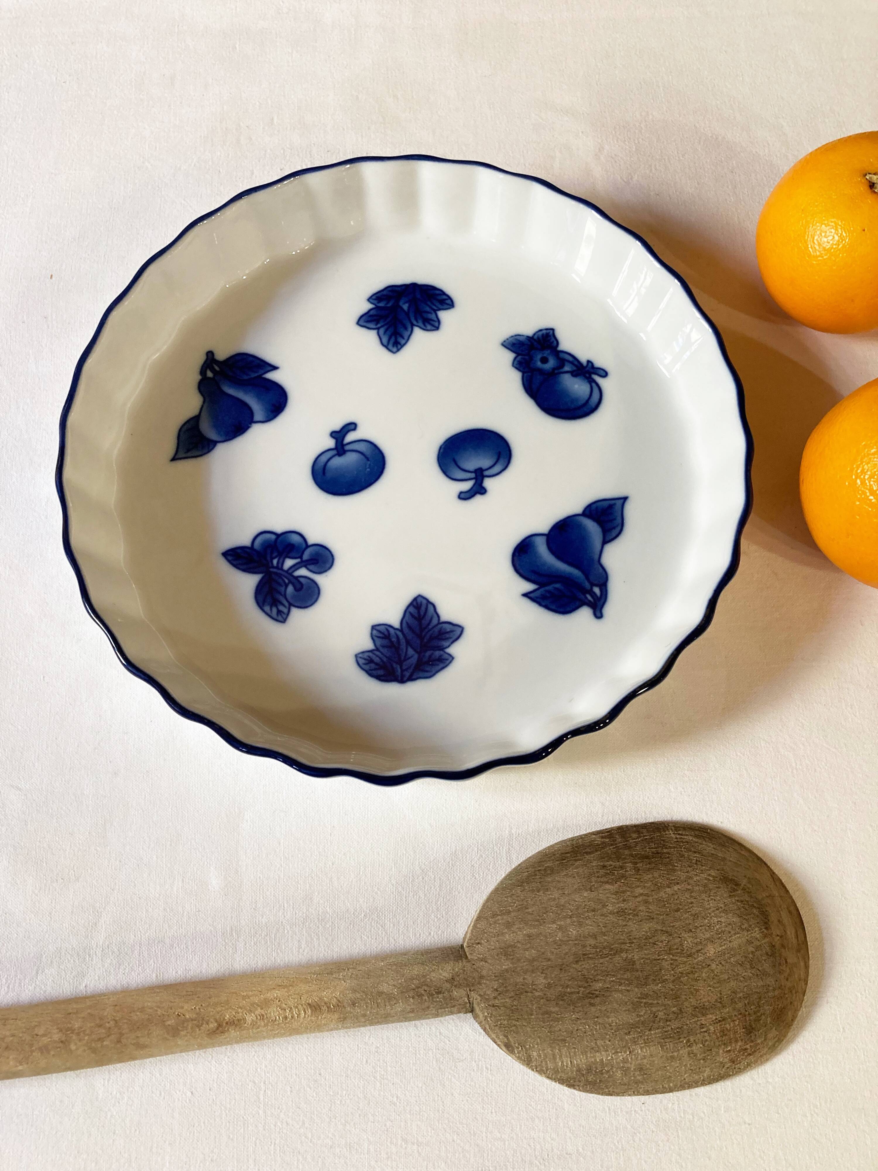 Plat à tarte en porcelaine Afibel, années 1970