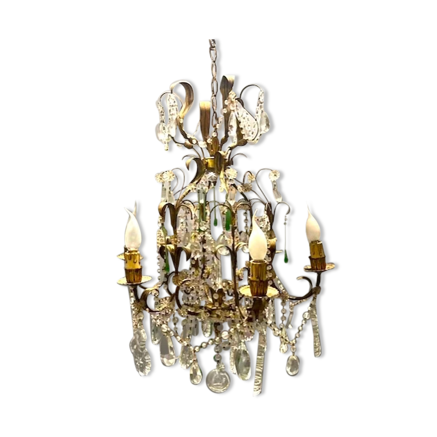 Italian crystal tole chandelier, 1960s