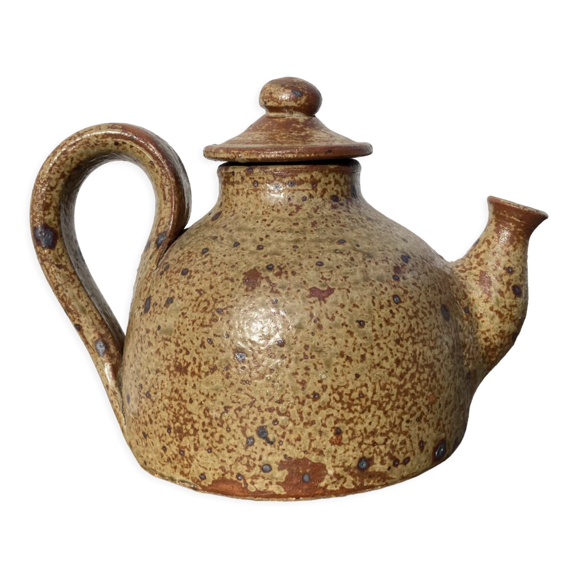 Breton stoneware teapot / vintage glazed ceramic pottery