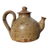 Breton stoneware teapot / vintage glazed ceramic pottery