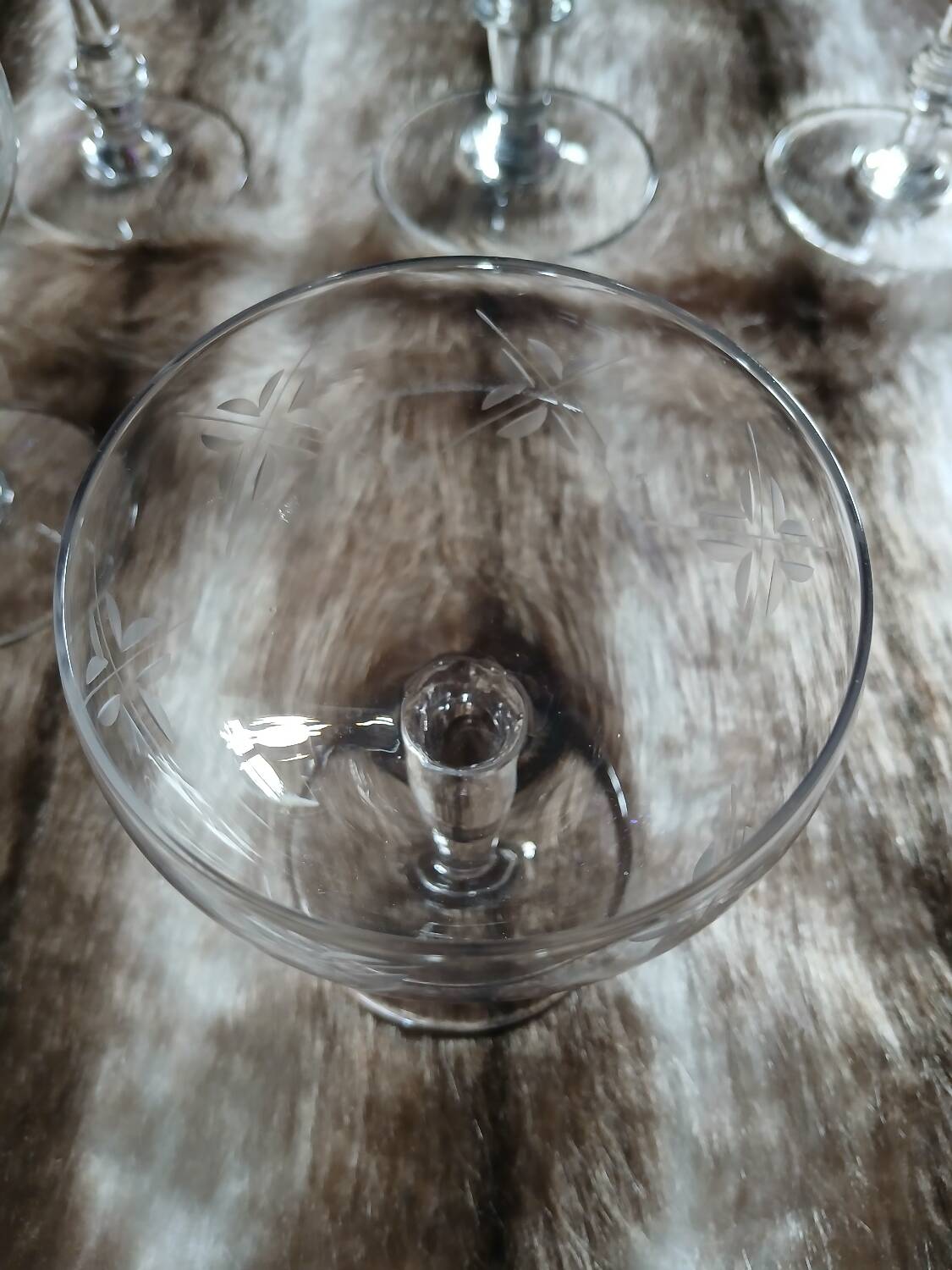 8 mismatched vintage champagne coupes