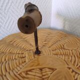 Ceramic cheese board with bamboo handle