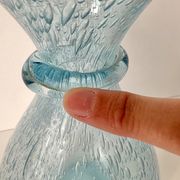 Vintage 1960s blue bubble glass BIOT carafe