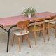 Large canteen table in pink formica and metal.