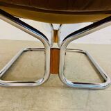 Vintage mid-century Scandinavian cognac leather lounge chair by Harald Relling