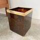 Tortoiseshell, resin and brass trash can from the 50s