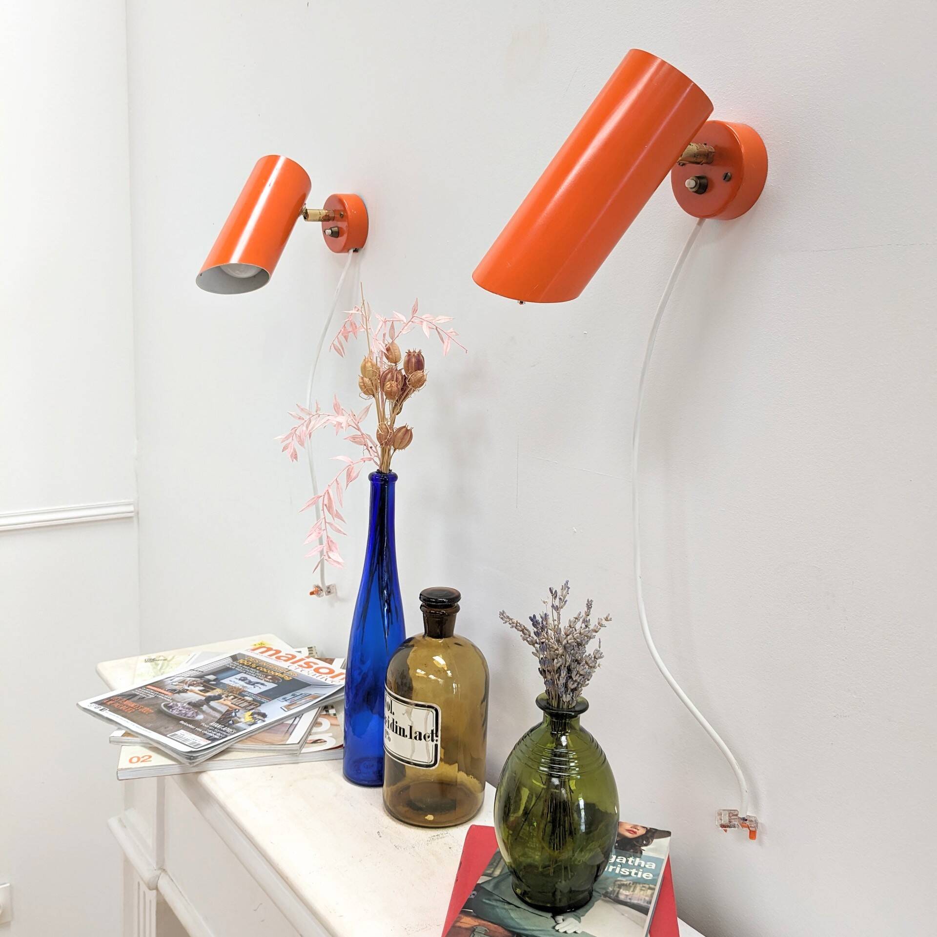 2 orange wall lights from the 70s