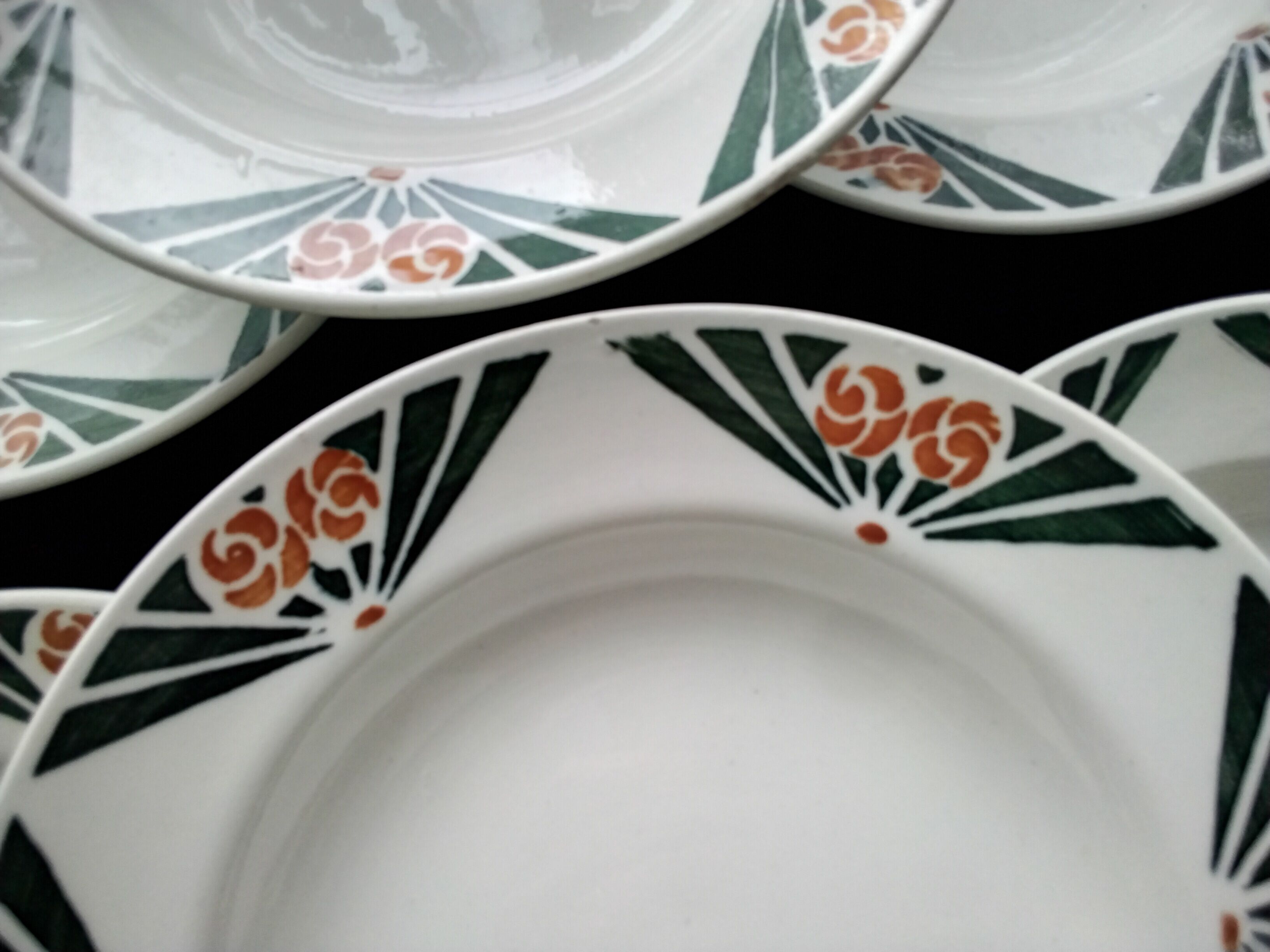 Set of 6 hollow plates in faience Labrut Frères Model Art Deco Tours