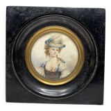 Petit cadre XIXe siècle, portrait de Madame de Montferrand, style fin XVIII