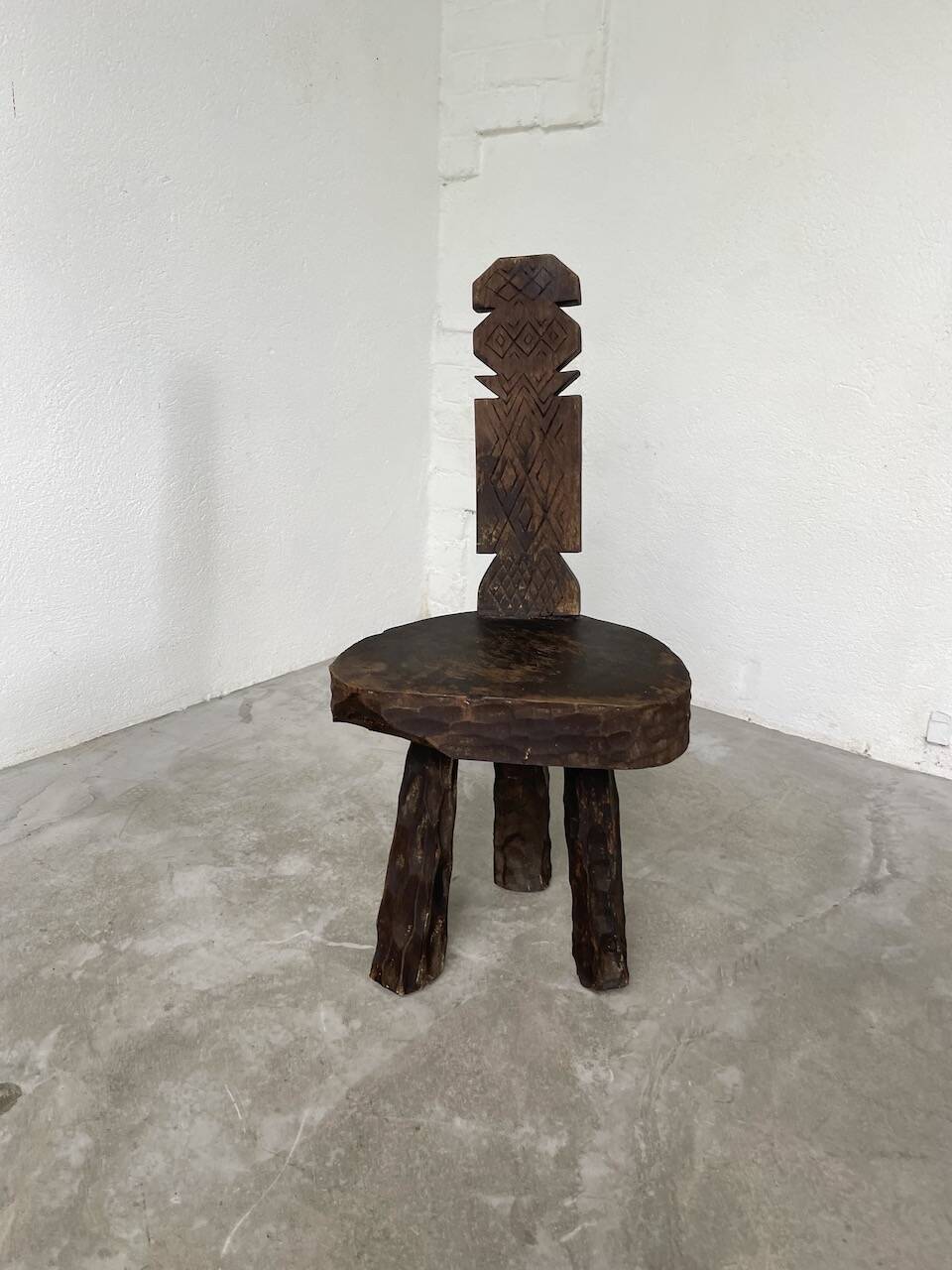 Brutalist stool with African influence