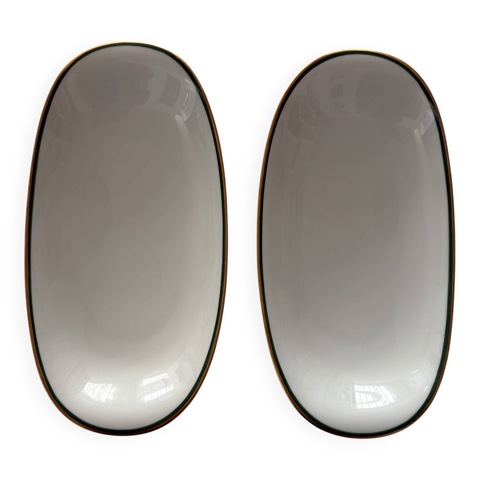 Set of two Limoges porcelain dishes by Bernardaud.