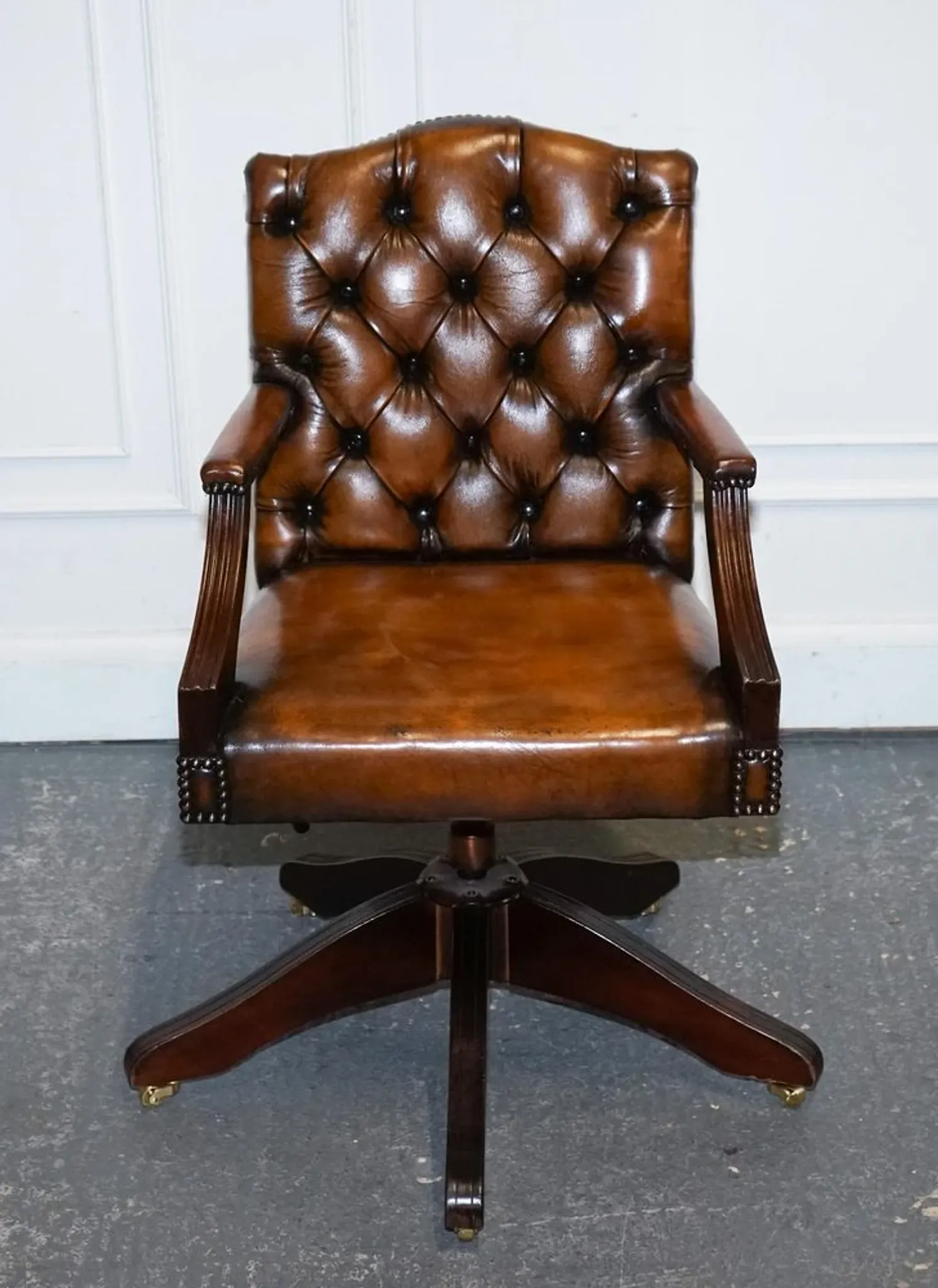 Chesterfield Director's Chair in Brown Cigar Leather