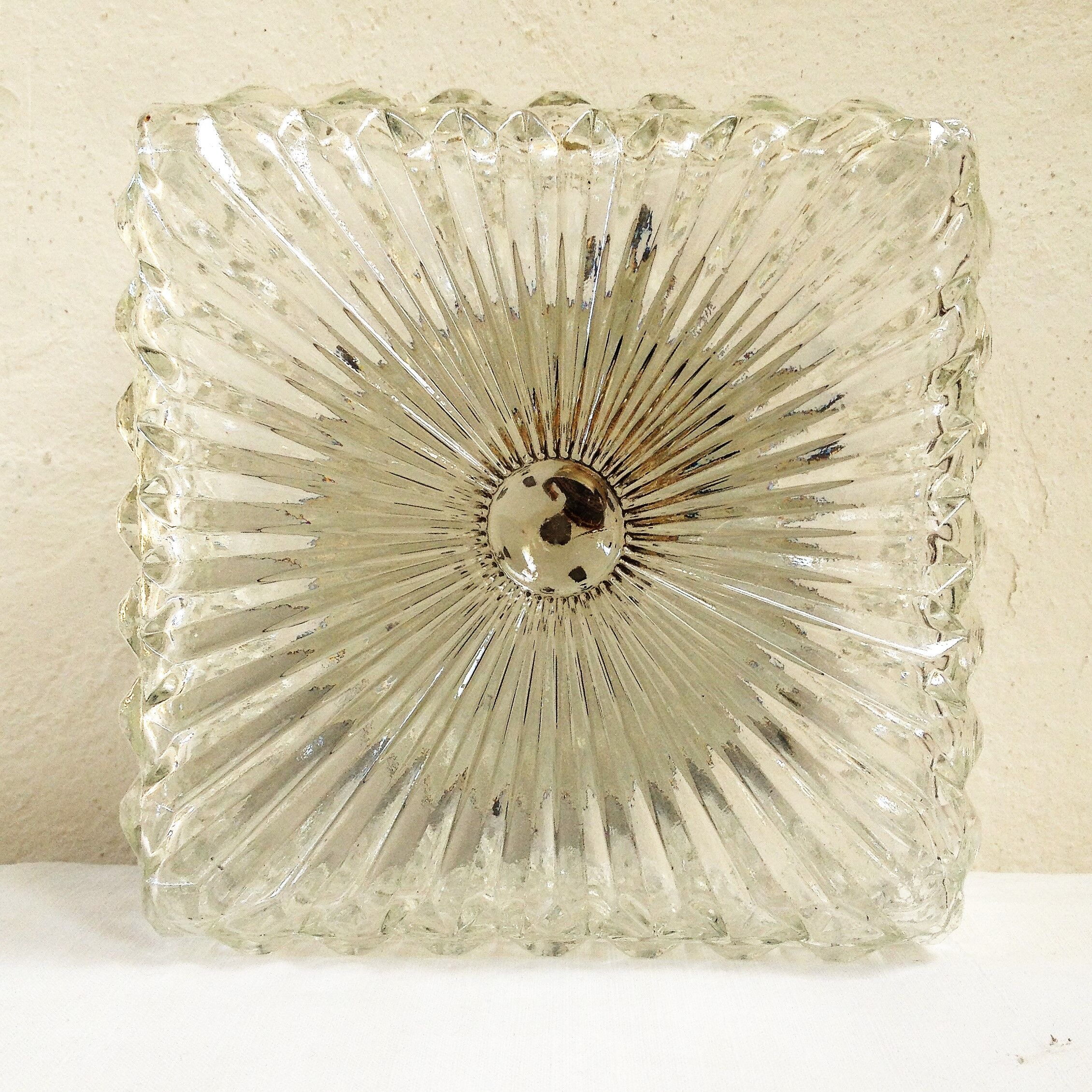 Chiseled glass ceiling lamp 1970