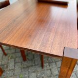 Teak wood dining table with 6 vintage rosewood chairs