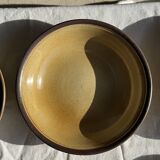 Set of 8 brown-rimmed stoneware deep plates Atelier Saint Simon D19.5