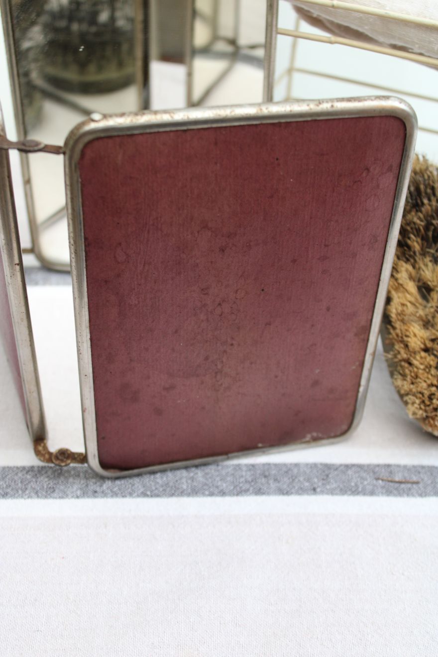 Old triptych barber mirror