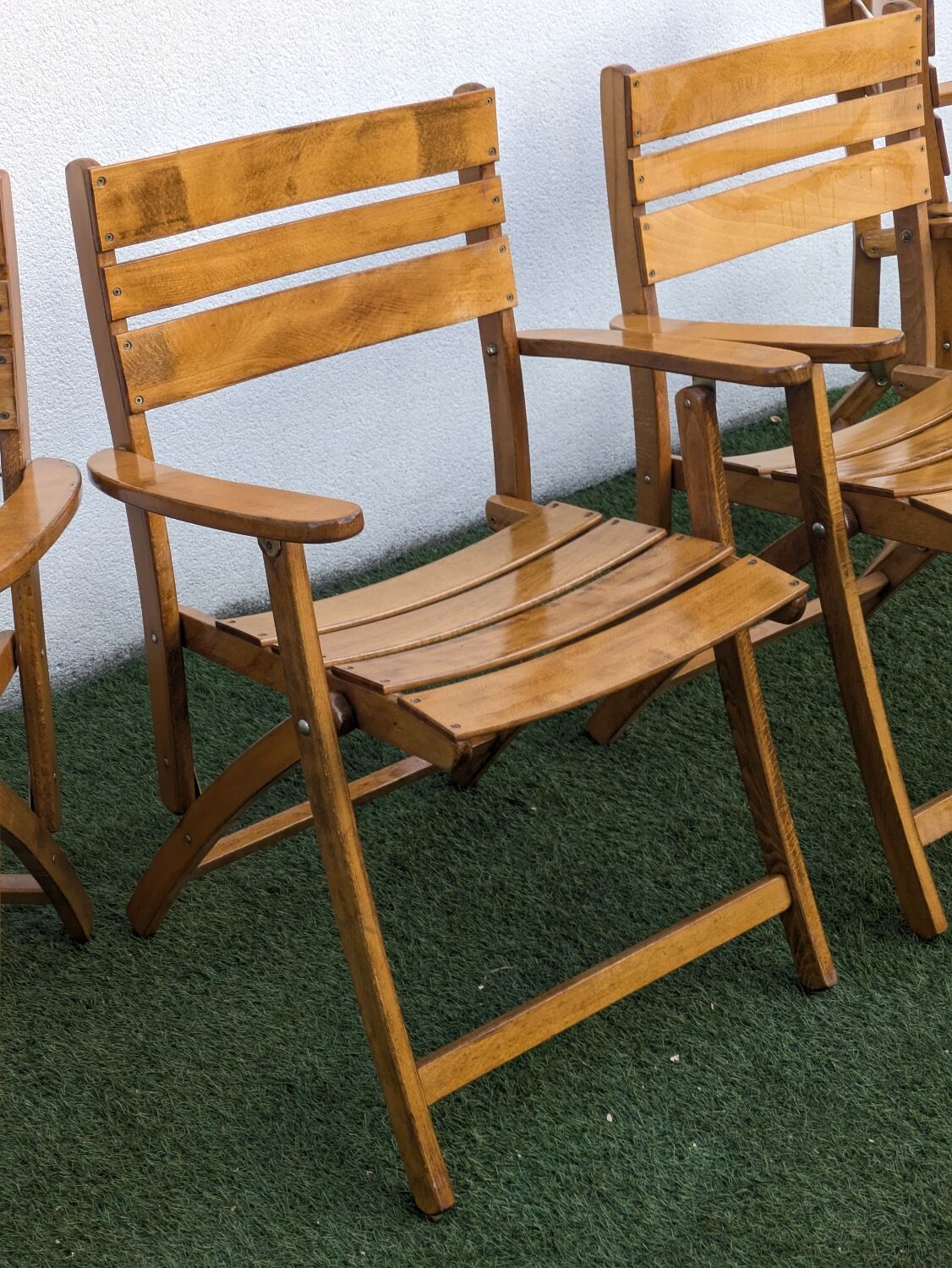 4 vintage folding garden armchairs – French work 1970-80