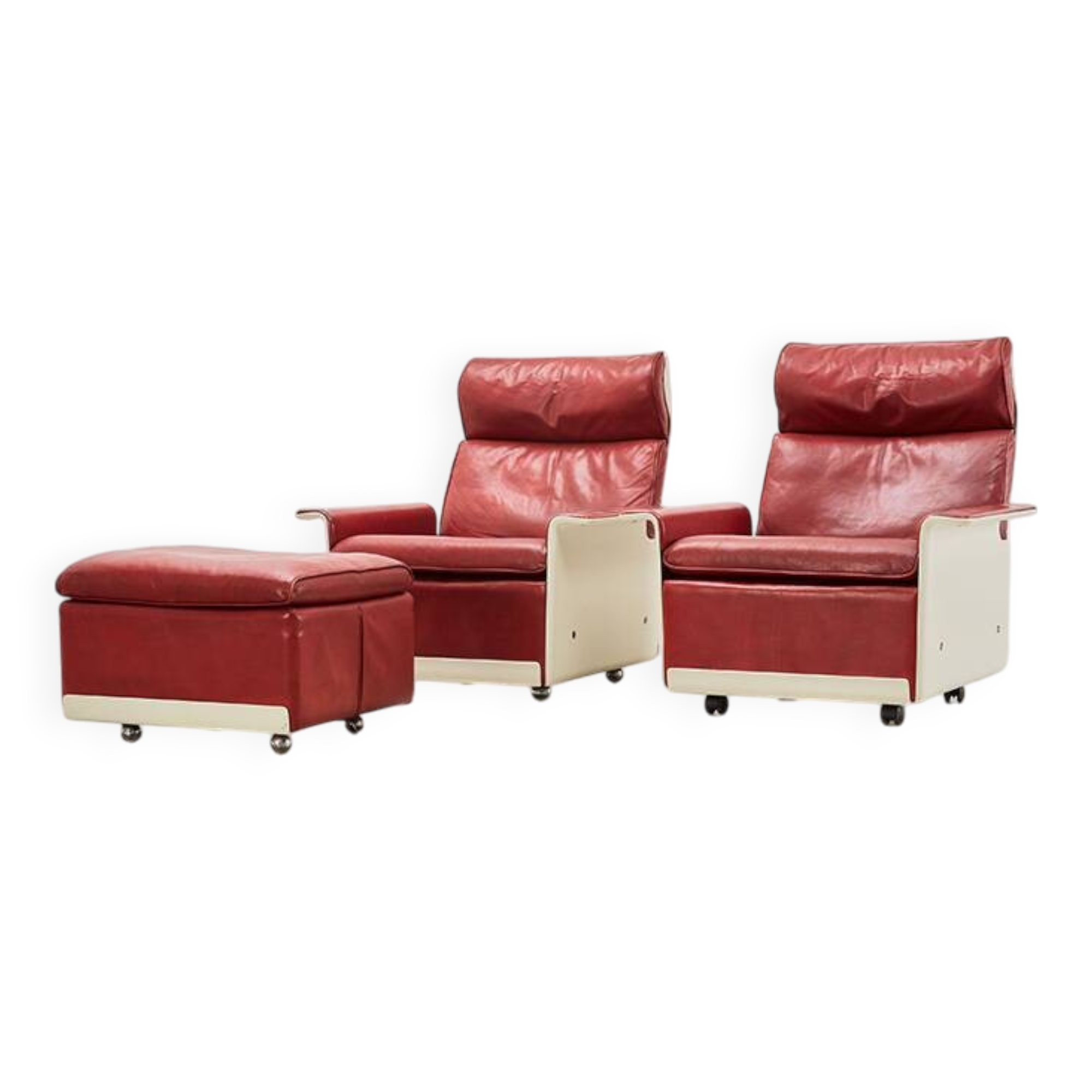 Dieter Rams Pair of Lounge Chairs + Ottoman 620 Series for Vitsoe 1962