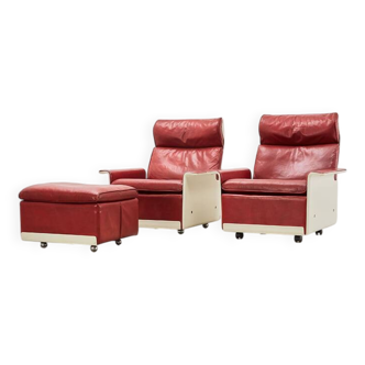 Dieter Rams Pair of Lounge Chairs + Ottoman 620 Series for Vitsoe 1962