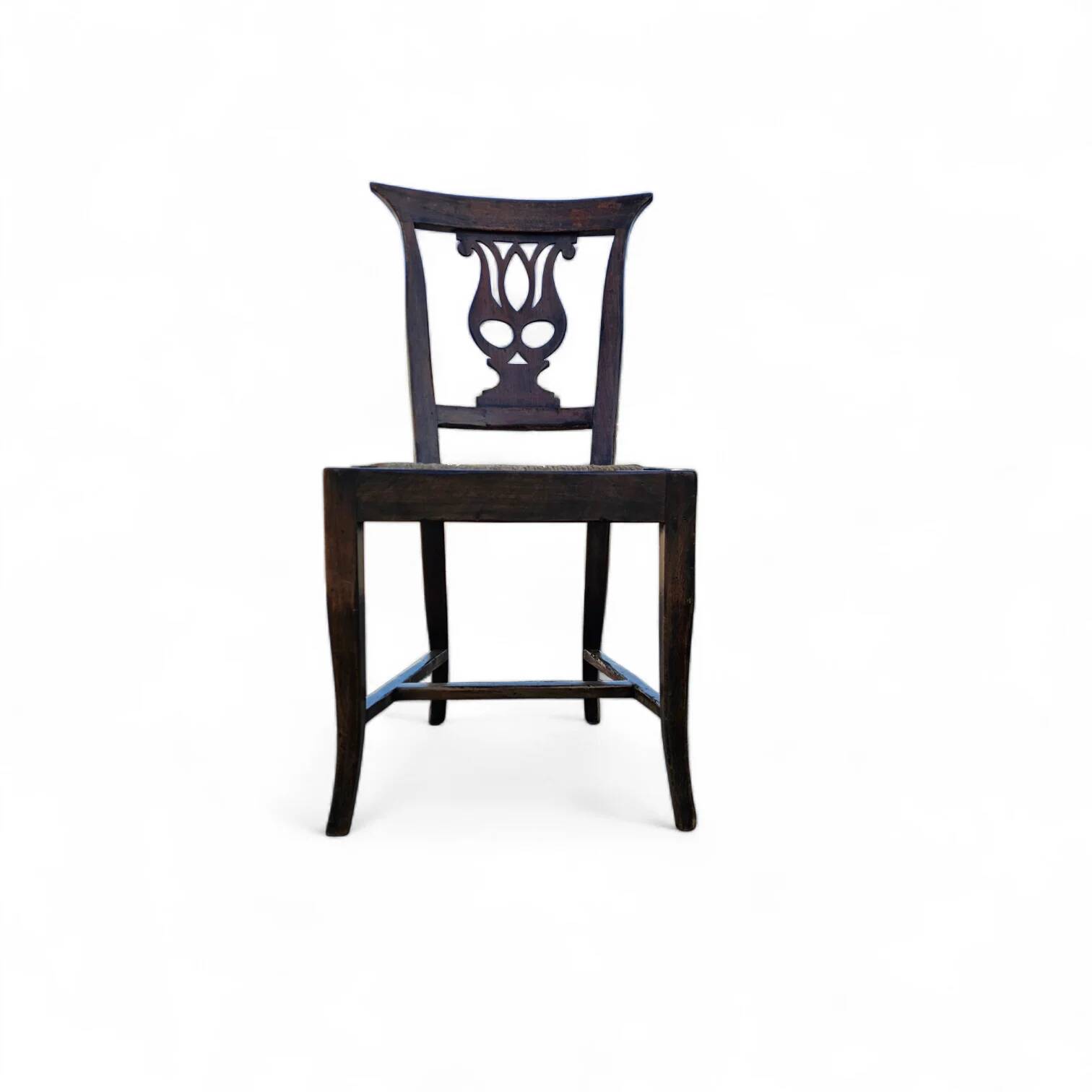 4 x elm dining chair with a carved back frame in a rosette / France / 1890-1900
