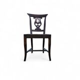 4 x elm dining chair with a carved back frame in a rosette / France / 1890-1900