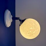 Vintage glass globe wall light from Clichy, white.