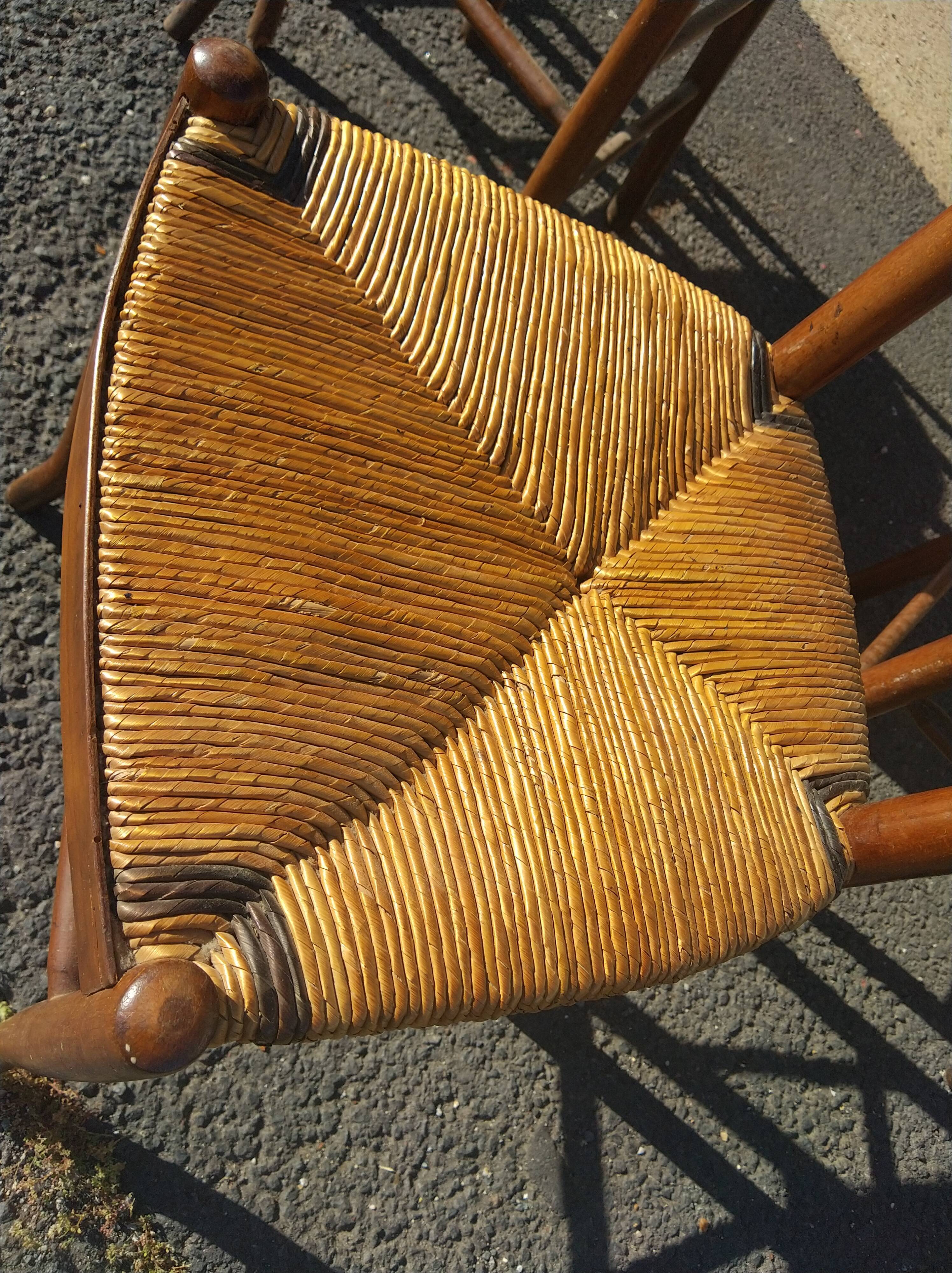 Set of 4 straw-seated bistro chairs