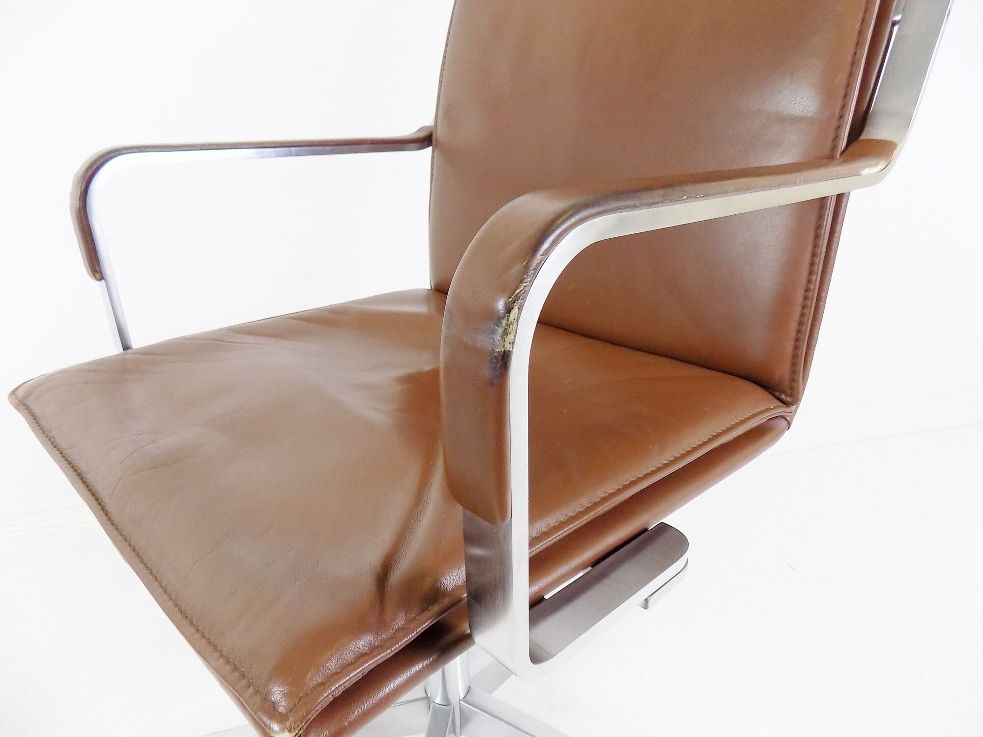 Fauteuil de bureau en cuir Walter Knoll Art Collection par Rudolf Glatzel