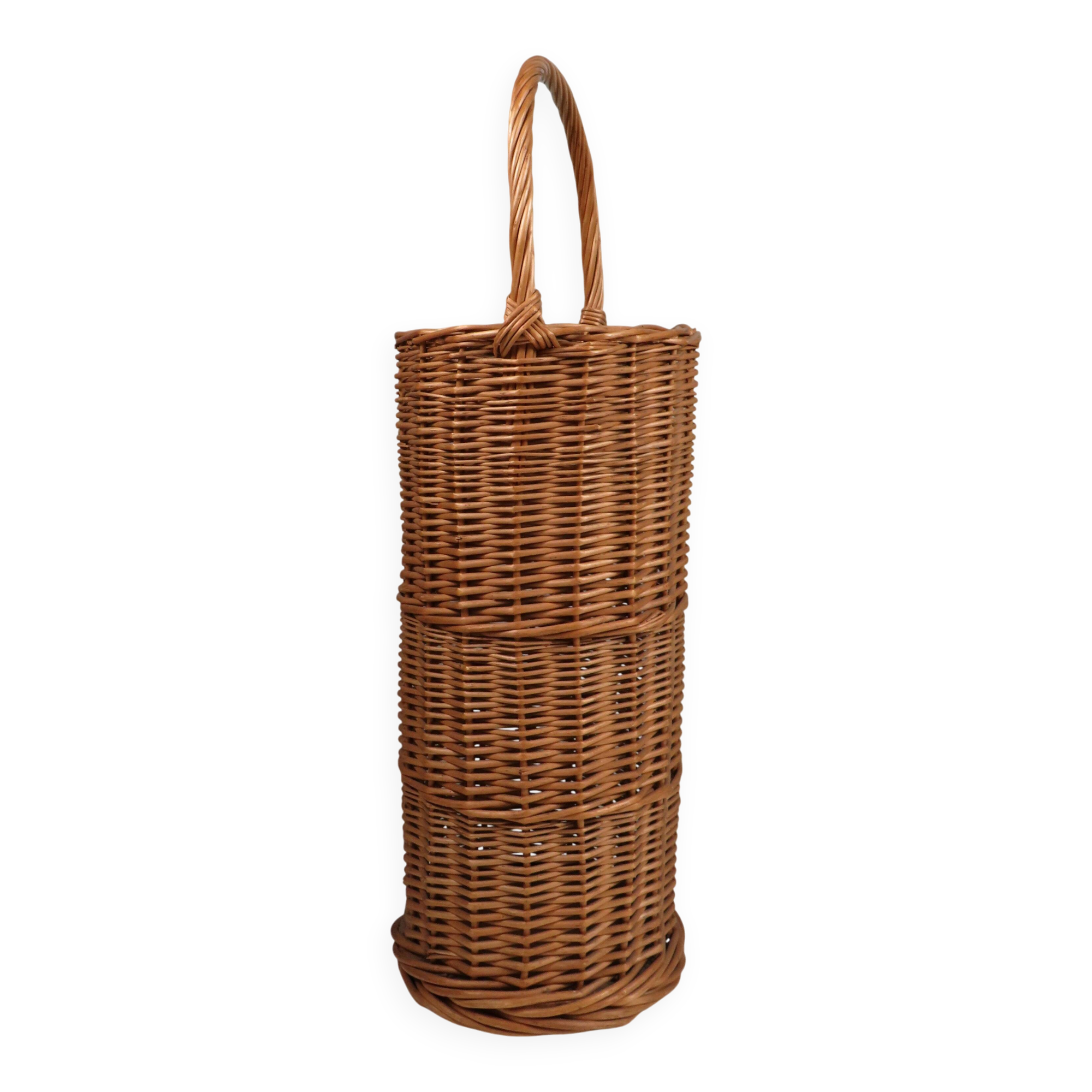 Vintage wicker umbrella stand, handcrafted, 1960s.
