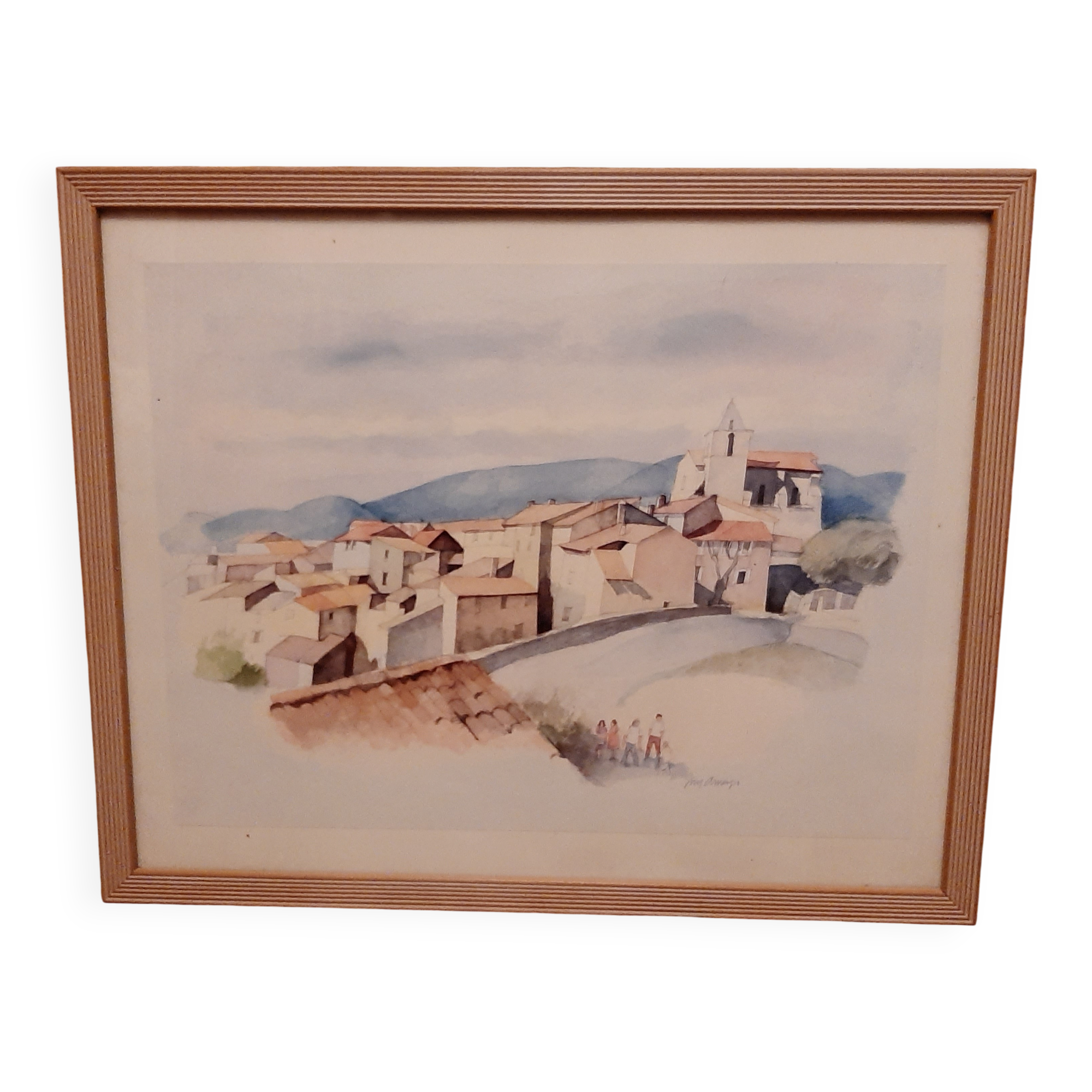 Tableau village de provence reproduction of a watercolour by guy ameye