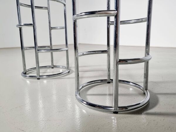 Tabourets de bar « Satish » en cuir et acier tubulaire chromé d'E Eckart Muthesius