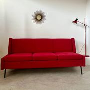 Antique Italian design fabric sofa from the 60s, vintage convertible