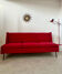 Antique Italian design fabric sofa from the 60s, vintage convertible
