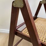 Folding chair occasional chair vintage wooden office chair with cane seat