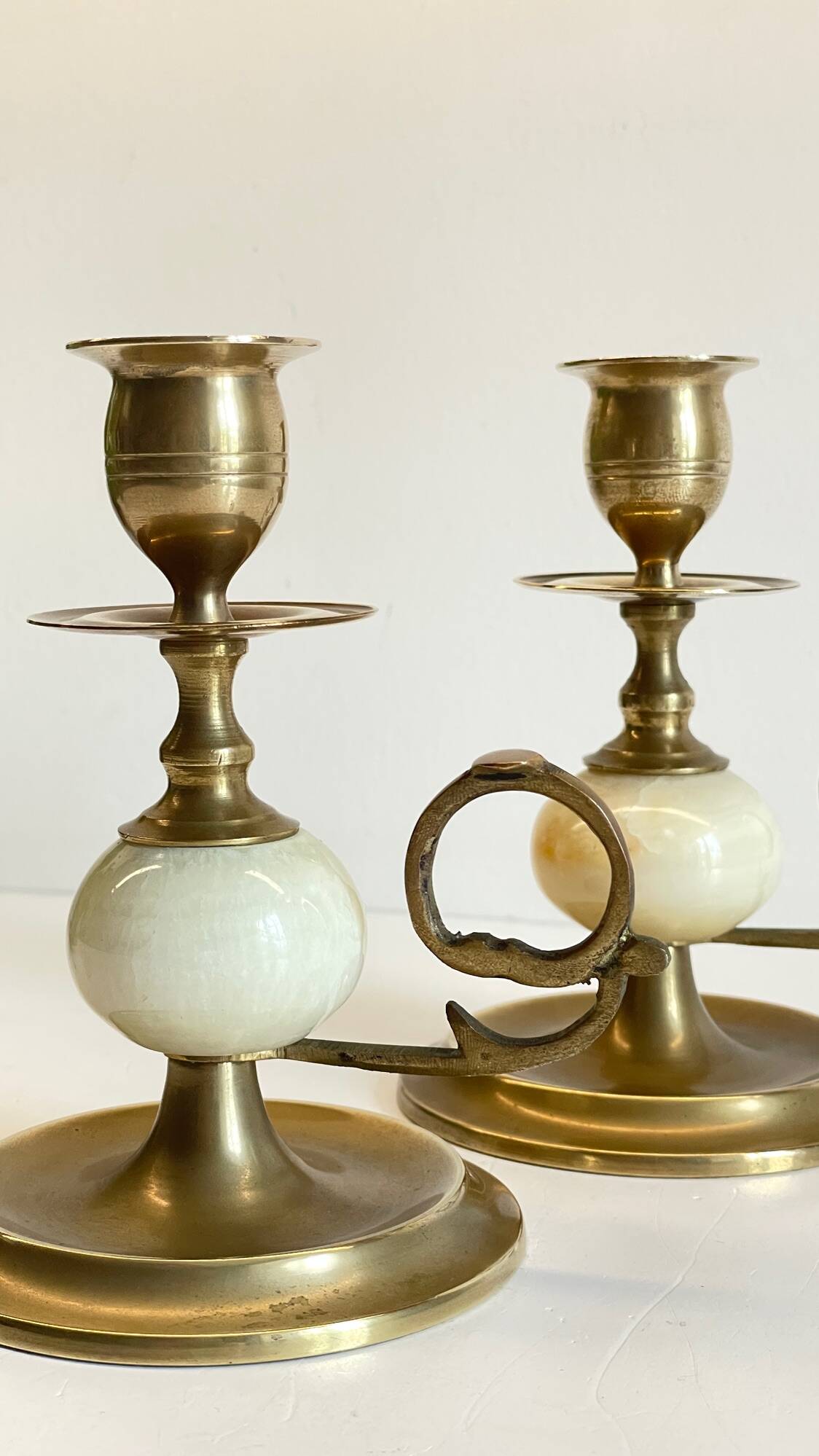BOUGEOIRS Vintage Onyx Marble and Brass