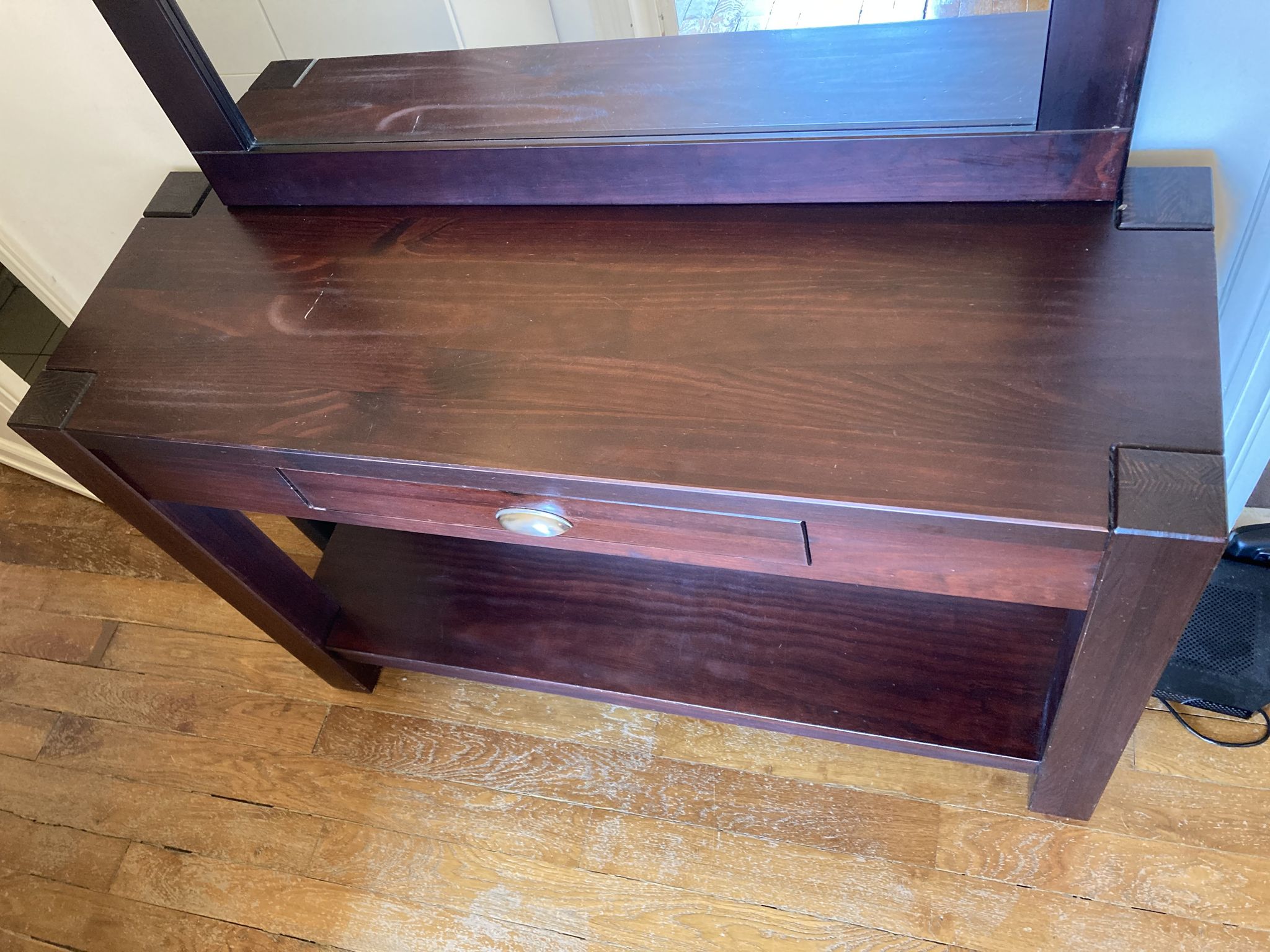 Console avec miroir wengé noir Fly modèle kubo