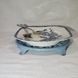 Compotier or cake display in earthenware of Pexonne model Fleurs de Champs, iron earth