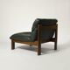 Sling chair in wood and green leather, germany, 1970s
