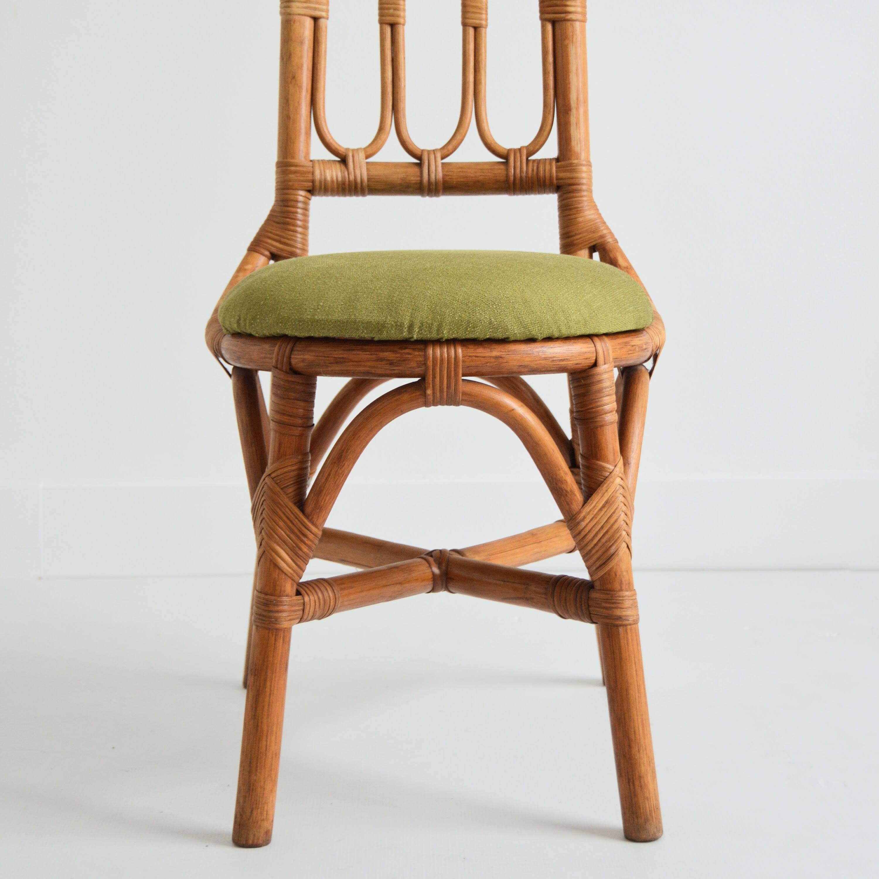 Pair of Italian high chairs in bamboo and rattan from the 1960s.