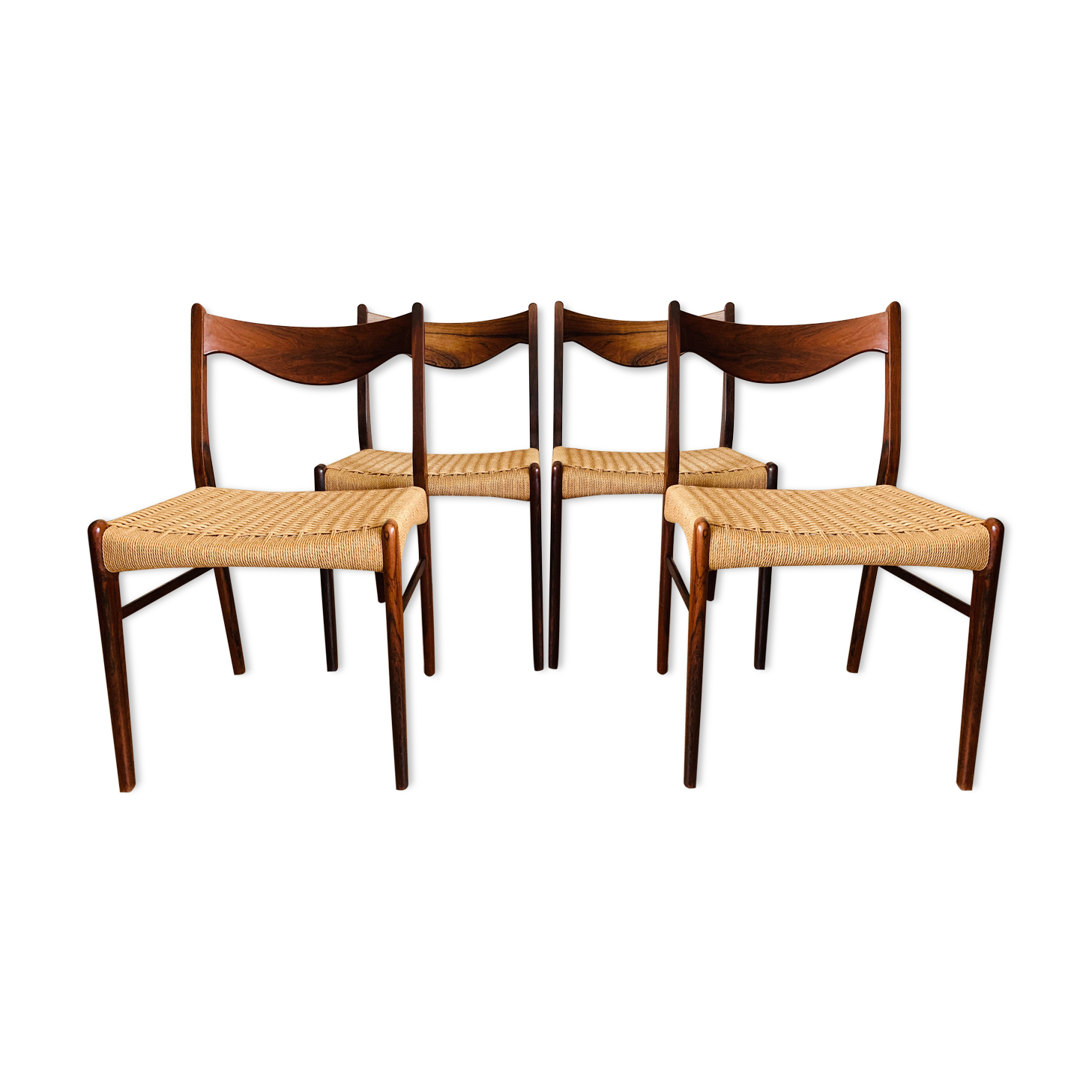 Suite of 4 Scandinavian chairs rosewood - Glyngøre Stolefabrik vintage 60s
